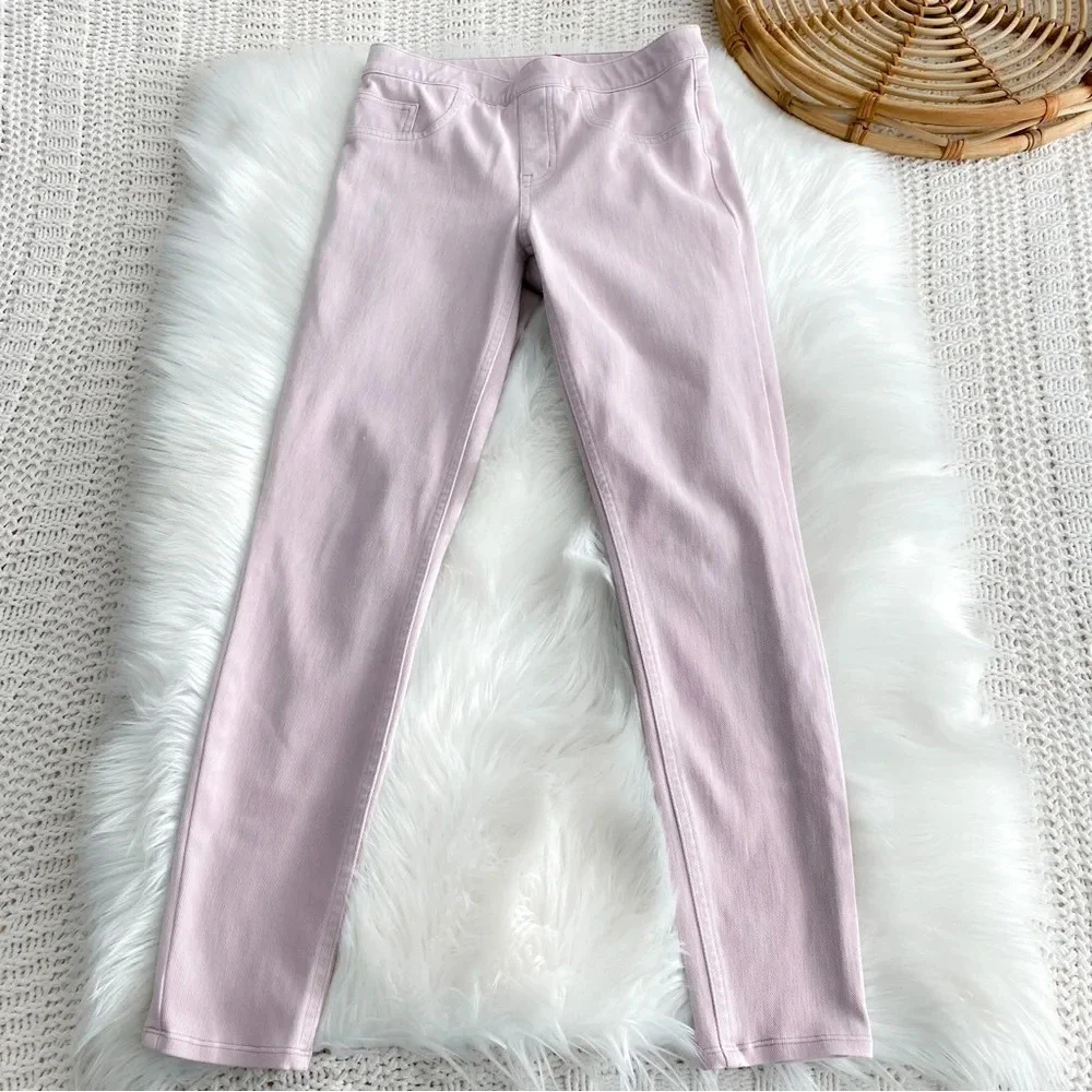Spanx Cut & Sew Cropped Indigo Knit Leggings Pink Dusty Mauve Shaping Pants S